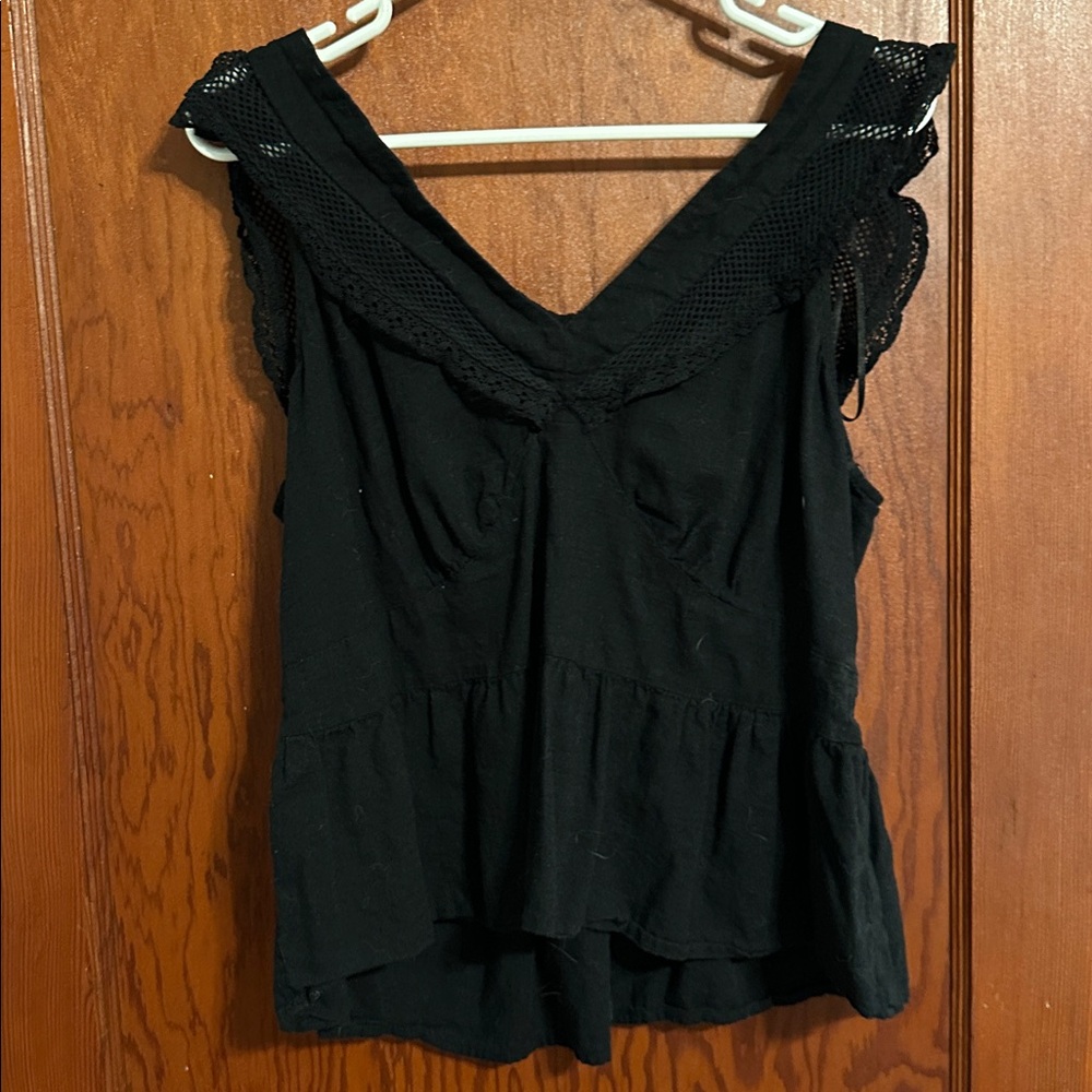 *BOGO FREE* Old Navy Black Top with Lace Accents XL